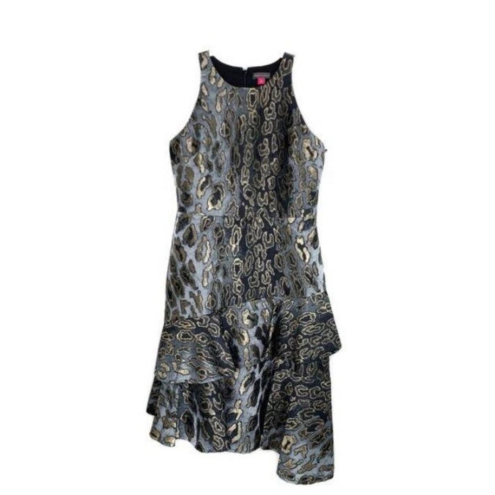 Vince Camuto Black and Gold Patterned Dress